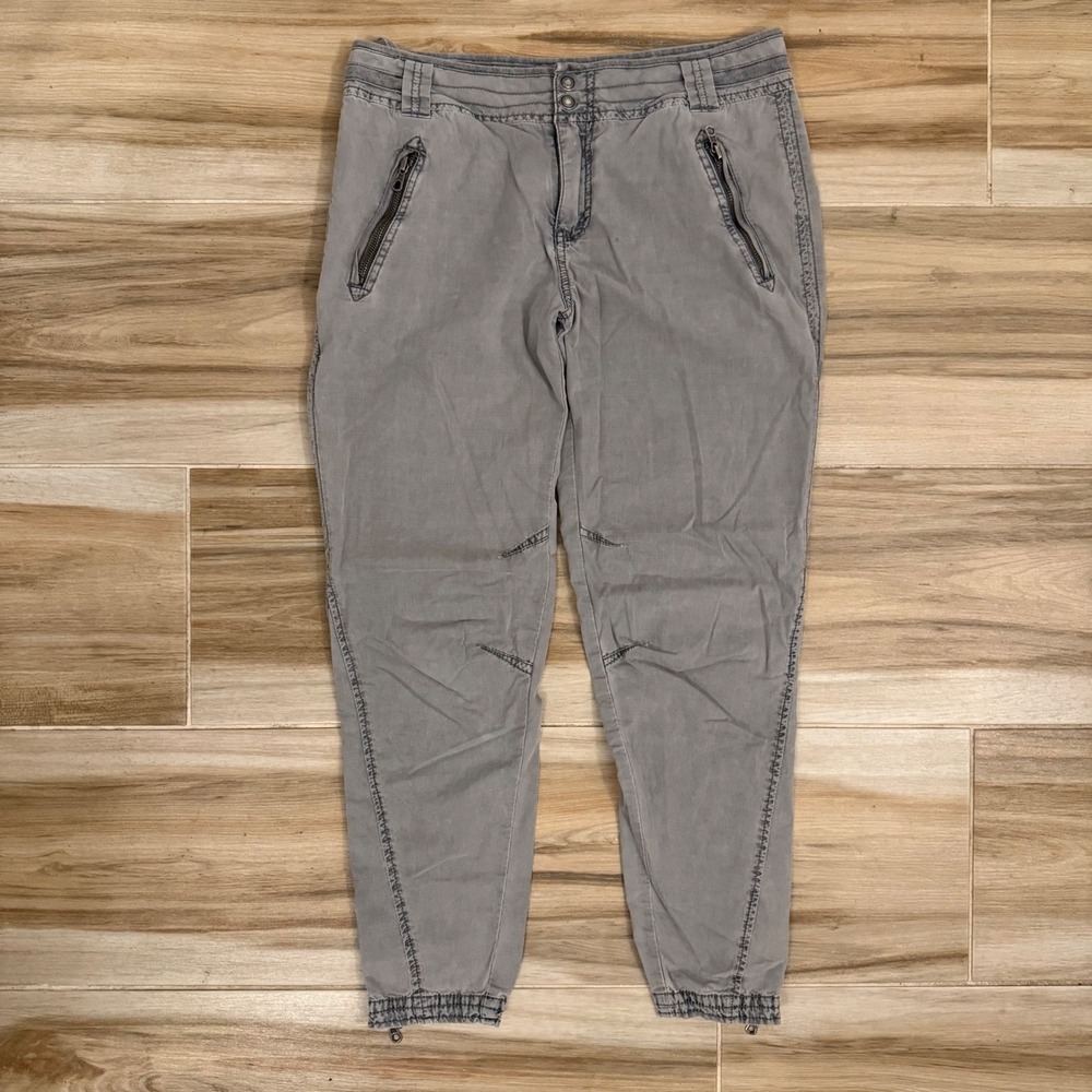 Free People Military Moto Skinny Pants Gray Zipper Utility Crop Women's Size 6